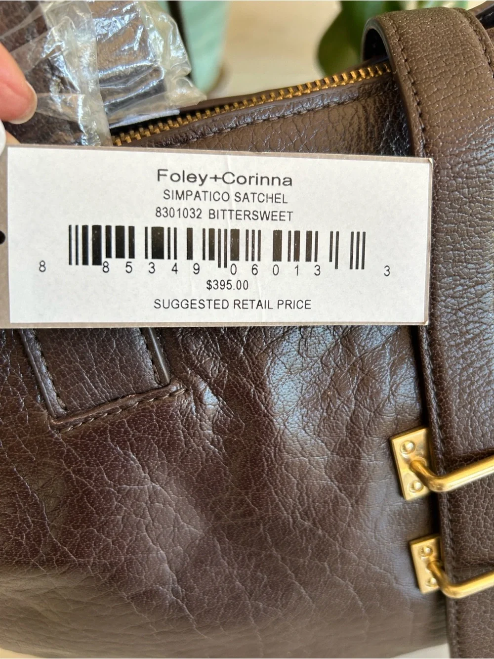 Foley + Corinna Dark‎ Brown Leather Top-Handle Satchel with Gold Hardware